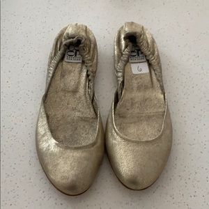 Designer Gold Leather Flats